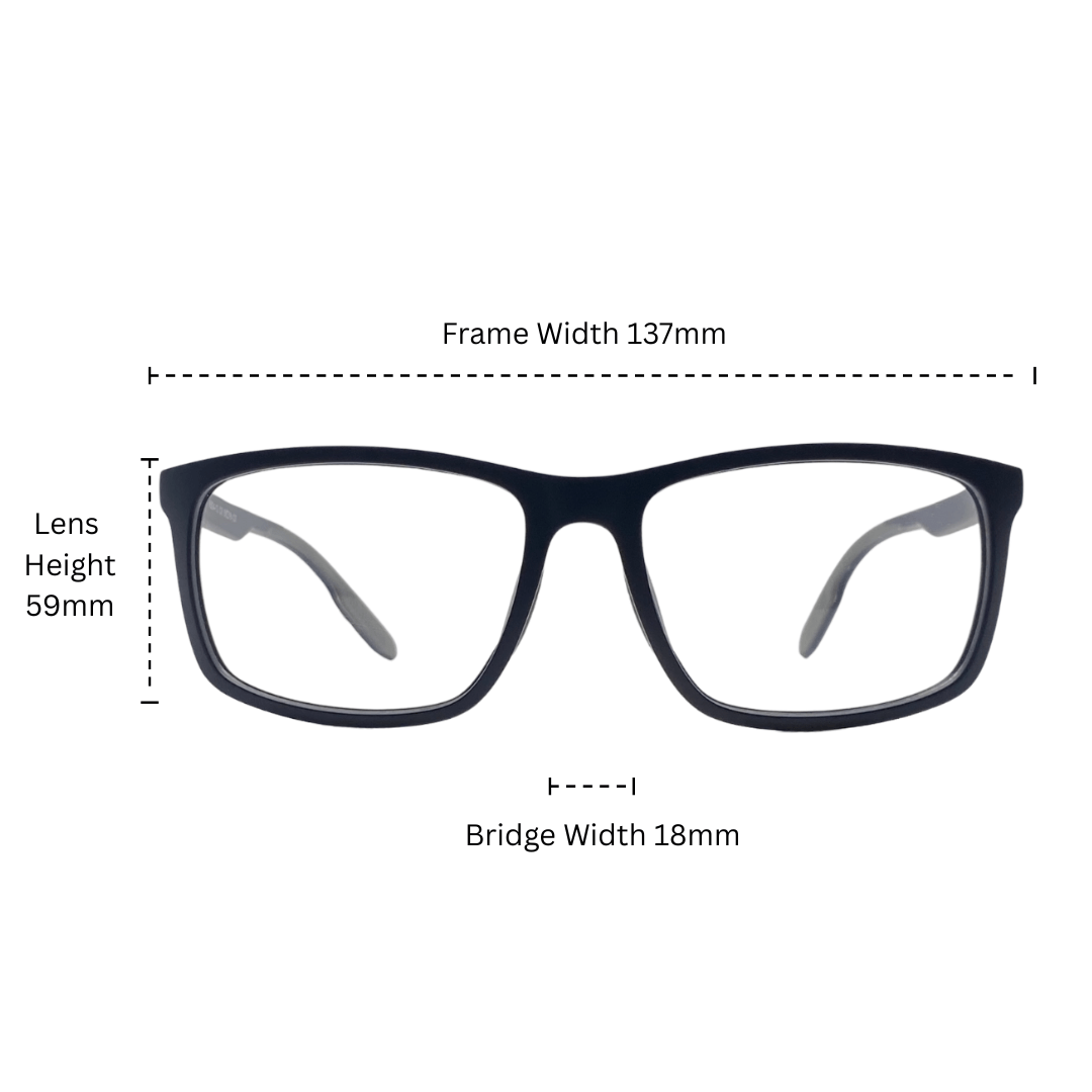 NIVOR blue matte eyeglasses optical frame size chart