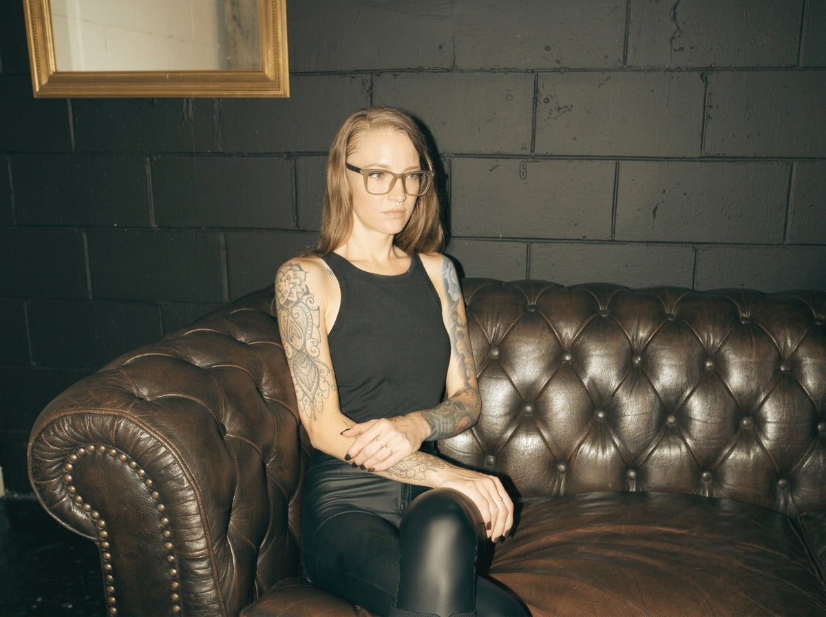 Jesika wearing AVENN ALUREX frame, punk rock